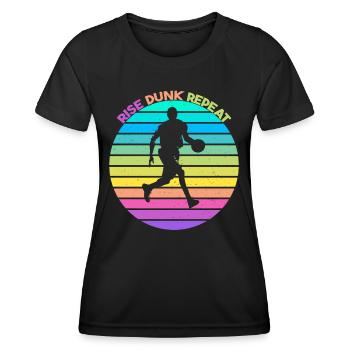Basketball, Sport, Retro, Geschenk, Sportler - Frauen Funktions-T-Shirt - Schwarz - Vorne - AI Model Female 172 light (172cm)