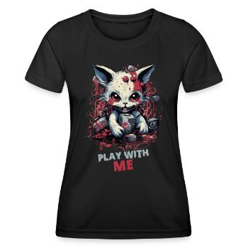 Style chat d’Halloween - effrayant pour votre garde-robe - T-shirt sport Femme - noir - Devant - AI Model Female 172 light (172cm)