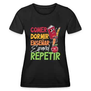 Spanischlehrerin Maestra Bilinguale Lehrerin - Frauen Funktions-T-Shirt - Schwarz - Vorne - AI Model Female 172 light (172cm)