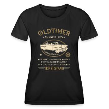 Oldtimer Baujahr 1974 - Frauen Funktions-T-Shirt - Schwarz - Vorne - AI Model Female 172 light (172cm)