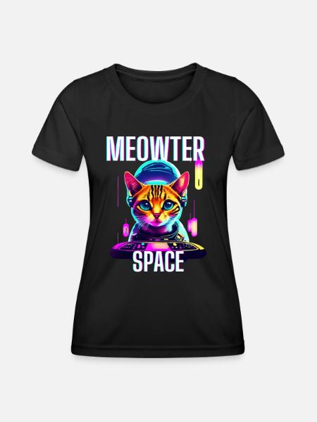 MEOWTER SPACE - Women's Functional T-Shirt - black