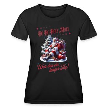 Ho Ho Holy Moly – Le Père Noël a besoin d’une pause ! - T-shirt sport Femme - noir - Devant - AI Model Female 172 light (172cm)