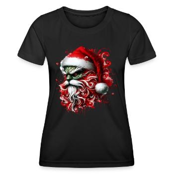 Artful Christmas fusion: Santa & Grin.. Xmas - Women's Functional T-Shirt - black - Front - AI Model Female 172 light (172cm)