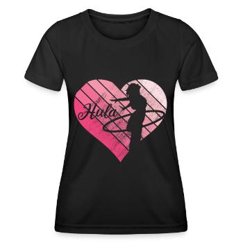 Hula Hupp vintage retro heart Huller Hoop - Women's Functional T-Shirt - black - Front - AI Model Female 172 light (172cm)
