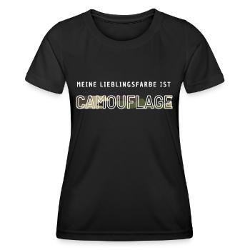 Meine Lieblingsfarbe ist Camouflage - Frauen Funktions-T-Shirt - Schwarz - Vorne - AI Model Female 172 light (172cm)