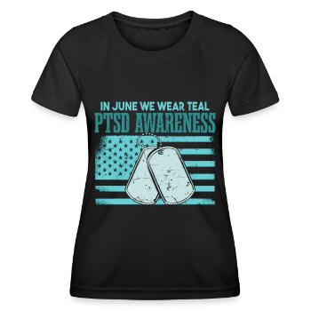 In June We Wear Teal PTSD Awareness - Women's Functional T-Shirt - black - Front - AI Model Female 172 light (172cm)