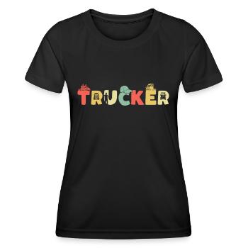 Retro Truck Driver Truck Driver Vintage Truck Driver - Women's Functional T-Shirt - black - Front - AI Model Female 172 light (172cm)