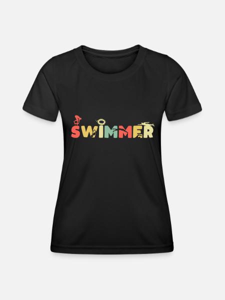 Schwimmen Schwimmer - Frauen Funktions-T-Shirt - Schwarz