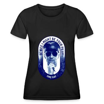 Airplane Pilot Pilot Pilot Pilot - Women's Functional T-Shirt - black - Front - AI Model Female 172 light (172cm)