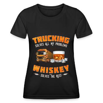 Truck Driver Truck Driver Truck Driver Trucker - Women's Functional T-Shirt - black - Front - AI Model Female 172 light (172cm)
