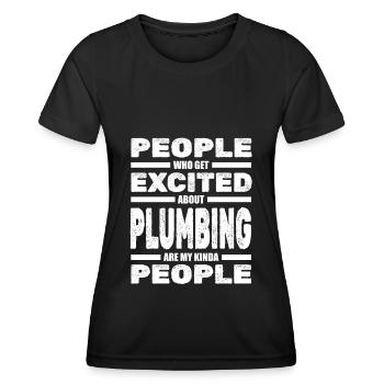 Plombier Ingénieur sanitaire Chauffagiste Mécanicien d’usine - T-shirt sport Femme - noir - Devant - AI Model Female 172 light (172cm)