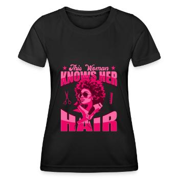 Coiffeur Coiffeur Coiffure Coiffure Coiffure Coiffure - T-shirt sport Femme - noir - Devant - AI Model Female 172 light (172cm)