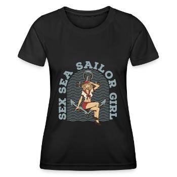 Seglen Segelboot Segler - Frauen Funktions-T-Shirt - Schwarz - Vorne - AI Model Female 172 light (172cm)
