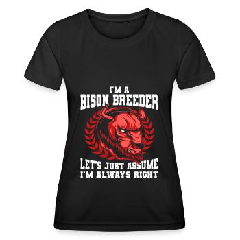 Amerikanischer Bison Büffel - Frauen Funktions-T-Shirt - Schwarz - Vorne - AI Model Female 172 light (172cm)