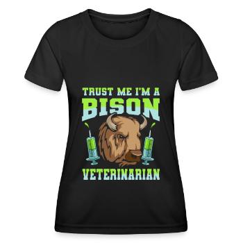 American Bison Buffalo - Women's Functional T-Shirt - black - Front - AI Model Female 172 light (172cm)