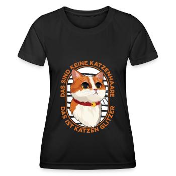 Katze Mietzekatze Hauskatze - Frauen Funktions-T-Shirt - Schwarz - Vorne - AI Model Female 172 light (172cm)