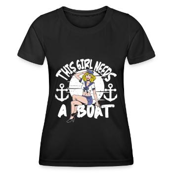 Seglen Segelboot Segler - Frauen Funktions-T-Shirt - Schwarz - Vorne - AI Model Female 172 light (172cm)