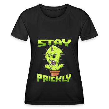Cactus arbuste Cactus piquant jardinier de jardin - T-shirt sport Femme - noir - Devant - AI Model Female 172 light (172cm)