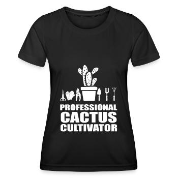 Cactus arbuste Cactus piquant jardinier de jardin - T-shirt sport Femme - noir - Devant - AI Model Female 172 light (172cm)