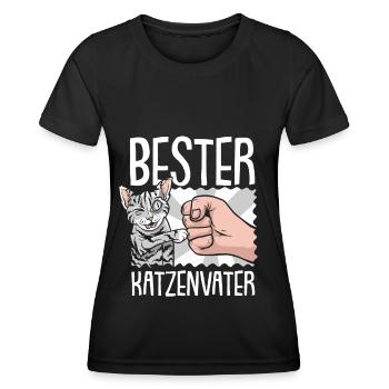 Katze Mietzekatze Hauskatze - Frauen Funktions-T-Shirt - Schwarz - Vorne - AI Model Female 172 light (172cm)