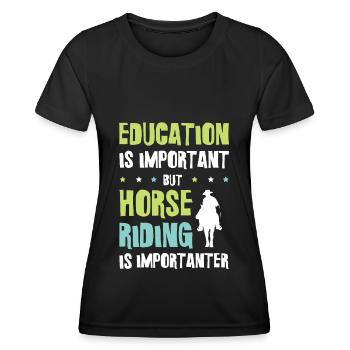 Pferde Bildung spruch - Frauen Funktions-T-Shirt - Schwarz - Vorne - AI Model Female 172 light (172cm)