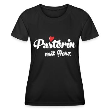 Pastorin mit Herz Pfarrerin Pastor Geschenk Kirche - Frauen Funktions-T-Shirt - Schwarz - Vorne - AI Model Female 172 light (172cm)
