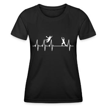 Handball Spiel Herzschlag Handball Torwart Spieler - Frauen Funktions-T-Shirt - Schwarz - Vorne - AI Model Female 172 light (172cm)