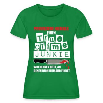 True Crime Shirt für True Crime Podcast Fans - Frauen Funktions-T-Shirt - Kelly Green - Vorne - AI Model Female 172 dark (172cm)