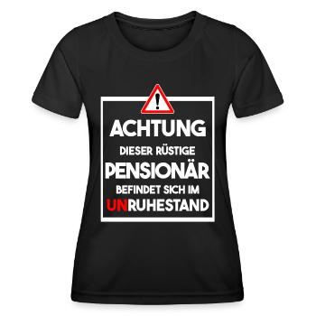Penisonär im Unruhestand Geschenk Pensionierung - Frauen Funktions-T-Shirt - Schwarz - Vorne - AI Model Female 172 light (172cm)