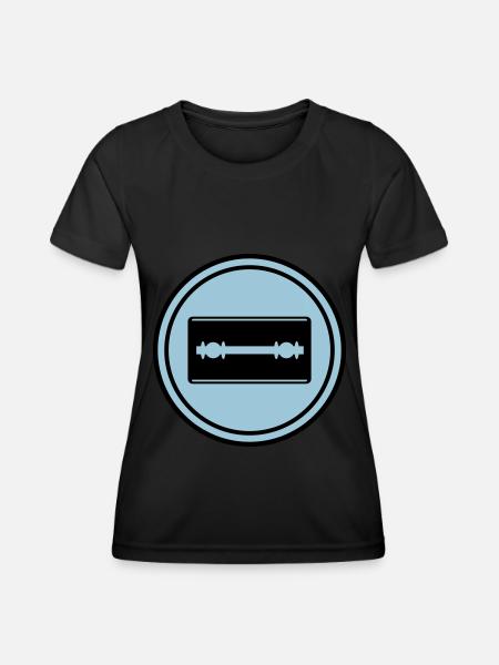 Rasierklinge Icon Kreis - Frauen Funktions-T-Shirt - Schwarz