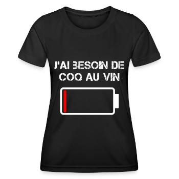 J'ai Besion De Coq Au Vin - T-shirt sport Femme - noir - Devant - AI Model Female 172 light (172cm)