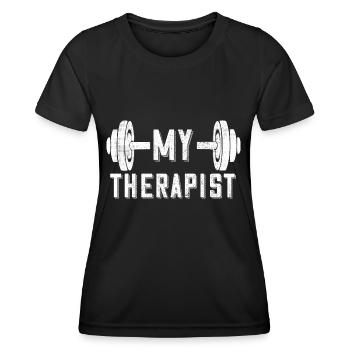 My Therapist GYM Bodybuilding Fitness Weights - Women's Functional T-Shirt - black - Front - AI Model Female 172 light (172cm)
