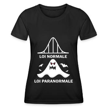 Loi normale loi paranormale Maths humour drôle - T-shirt sport Femme - noir - Devant - AI Model Female 172 light (172cm)