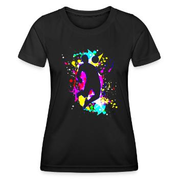 Chest cushioning: fan and football player - Women's Functional T-Shirt - black - Front - AI Model Female 172 light (172cm)
