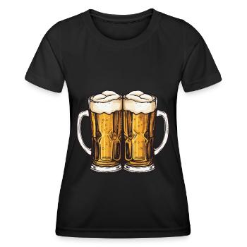 Bierkrug Bier Anstoßen - Frauen Funktions-T-Shirt - Schwarz - Vorne - AI Model Female 172 light (172cm)