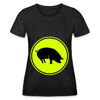 Animal porcin - T-shirt sport Femme - noir - Devant - AI Model Female 172 light (172cm)