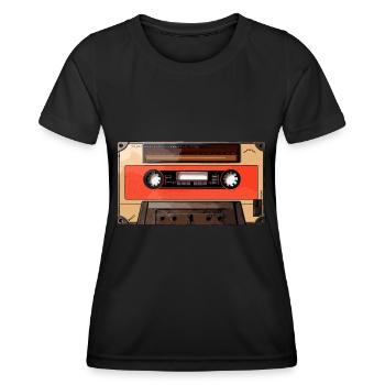 Bande, Musique, Cassette, Rétro, HIPHOP, Cadeau - T-shirt sport Femme - noir - Devant - AI Model Female 172 light (172cm)