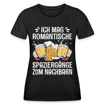 Romantische Spaziergänge Nachbar Wohnung Bier Fun - Frauen Funktions-T-Shirt - Schwarz - Vorne - AI Model Female 172 light (172cm)