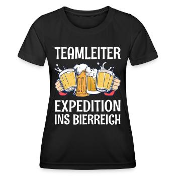 Teamleiter Bier Sprüche Lustig Saufen Feiern Fun - Frauen Funktions-T-Shirt - Schwarz - Vorne - AI Model Female 172 light (172cm)