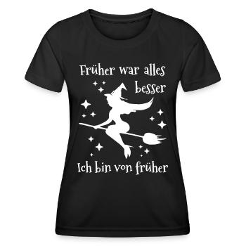 Lustiges Hexen Kostüm Rente Rentnerin Halloween - Frauen Funktions-T-Shirt - Schwarz - Vorne - AI Model Female 172 light (172cm)