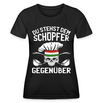 Koch Italien Küche - Schöpfer Gegenüber - Frauen Funktions-T-Shirt - Schwarz - Vorne - AI Model Female 172 light (172cm)