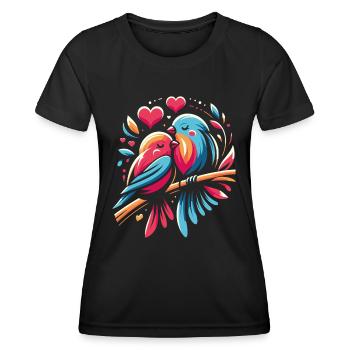Couple D'oiseau Mignon Saint Valentin Amour - T-shirt sport Femme - noir - Devant - AI Model Female 172 light (172cm)