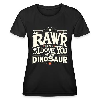 Dinosaure Humour Saint Valentin Phrases Drôles - T-shirt sport Femme - noir - Devant - AI Model Female 172 light (172cm)