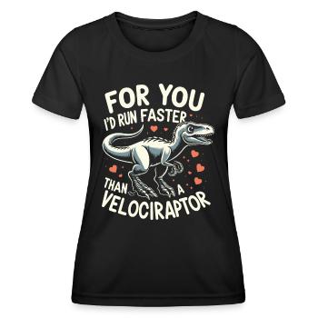 Vélociraptor Humour St Valentin Cadeau Dinosaure - T-shirt sport Femme - noir - Devant - AI Model Female 172 light (172cm)