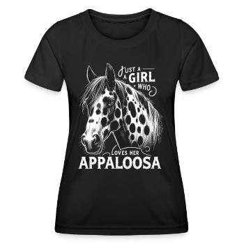 Nur ein Mädchen, das ihren Appaloosa-Reiter liebt - Frauen Funktions-T-Shirt - Schwarz - Vorne - AI Model Female 172 light (172cm)