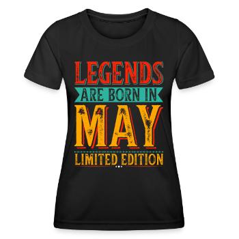 Les légendes naissent au mois de l’anniversaire du mois de mai - T-shirt sport Femme - noir - Devant - AI Model Female 172 light (172cm)