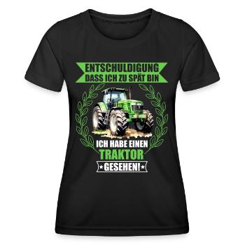 Entschuldigung ich habe einen Traktor gesehen - Frauen Funktions-T-Shirt - Schwarz - Vorne - AI Model Female 172 light (172cm)