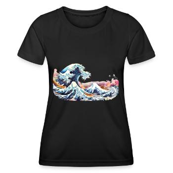 Japanese Wave Great Wave of Kanagawa - Women's Functional T-Shirt - black - Front - AI Model Female 172 light (172cm)