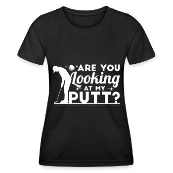 Siehst du meinen Putt an? - Frauen Funktions-T-Shirt - Schwarz - Vorne - AI Model Female 172 light (172cm)