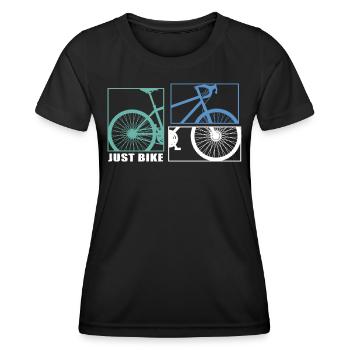 Fahrrad Fahrradkette Fahrradfahrer bikemosaik ride - Frauen Funktions-T-Shirt - Schwarz - Vorne - AI Model Female 172 light (172cm)